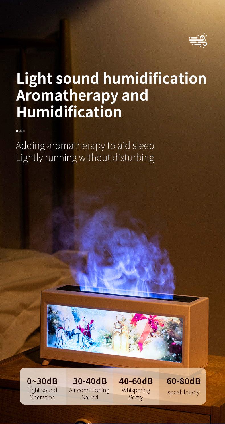 Home Fragrance Diffuser Simulated Fireplace Realistic Flames Aroma Humidifier Quiet Essential Oil Diffuser With Atmosphere Lamp