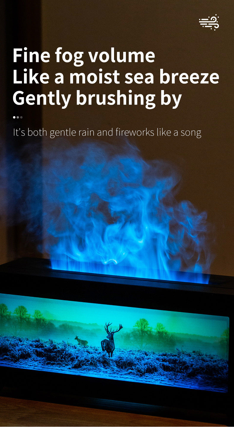 Home Fragrance Diffuser Simulated Fireplace Realistic Flames Aroma Humidifier Quiet Essential Oil Diffuser With Atmosphere Lamp