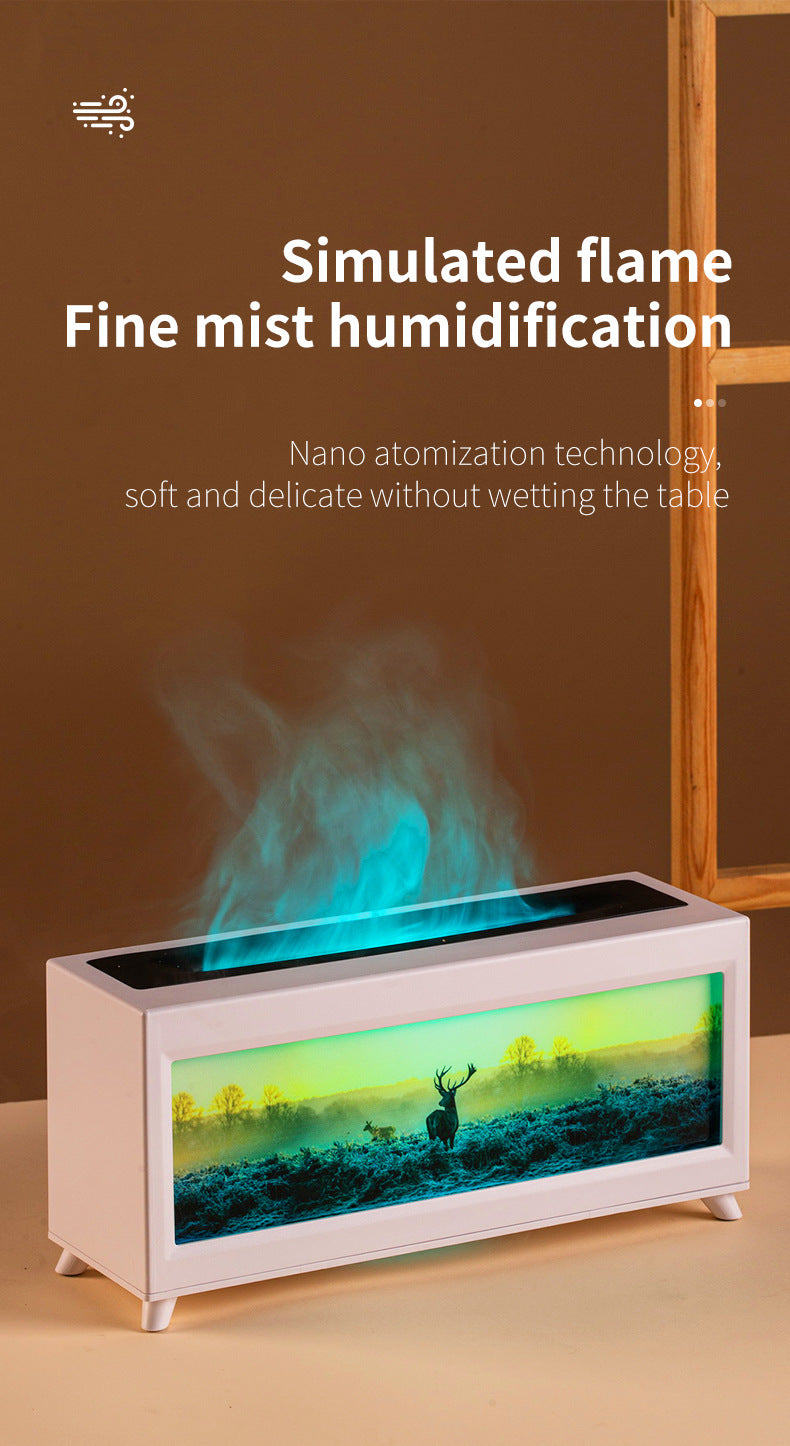 Home Fragrance Diffuser Simulated Fireplace Realistic Flames Aroma Humidifier Quiet Essential Oil Diffuser With Atmosphere Lamp