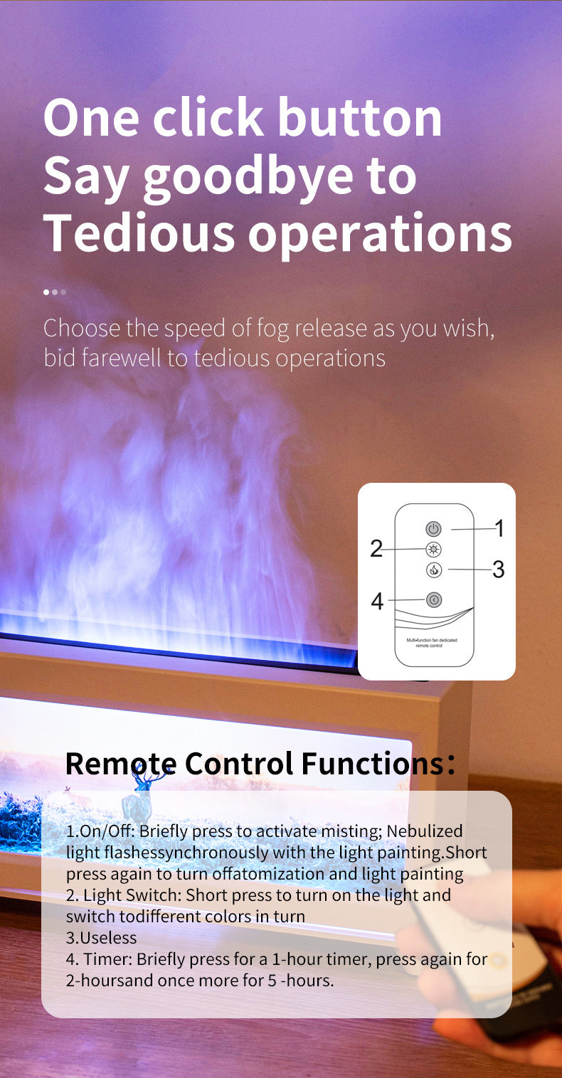 Home Fragrance Diffuser Simulated Fireplace Realistic Flames Aroma Humidifier Quiet Essential Oil Diffuser With Atmosphere Lamp