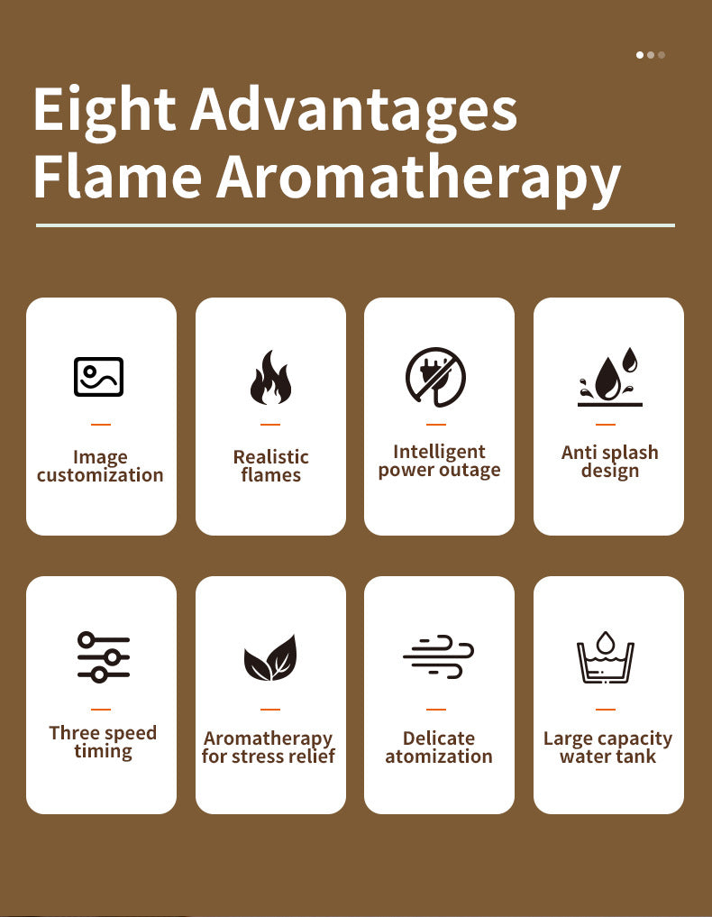 Home Fragrance Diffuser Simulated Fireplace Realistic Flames Aroma Humidifier Quiet Essential Oil Diffuser With Atmosphere Lamp