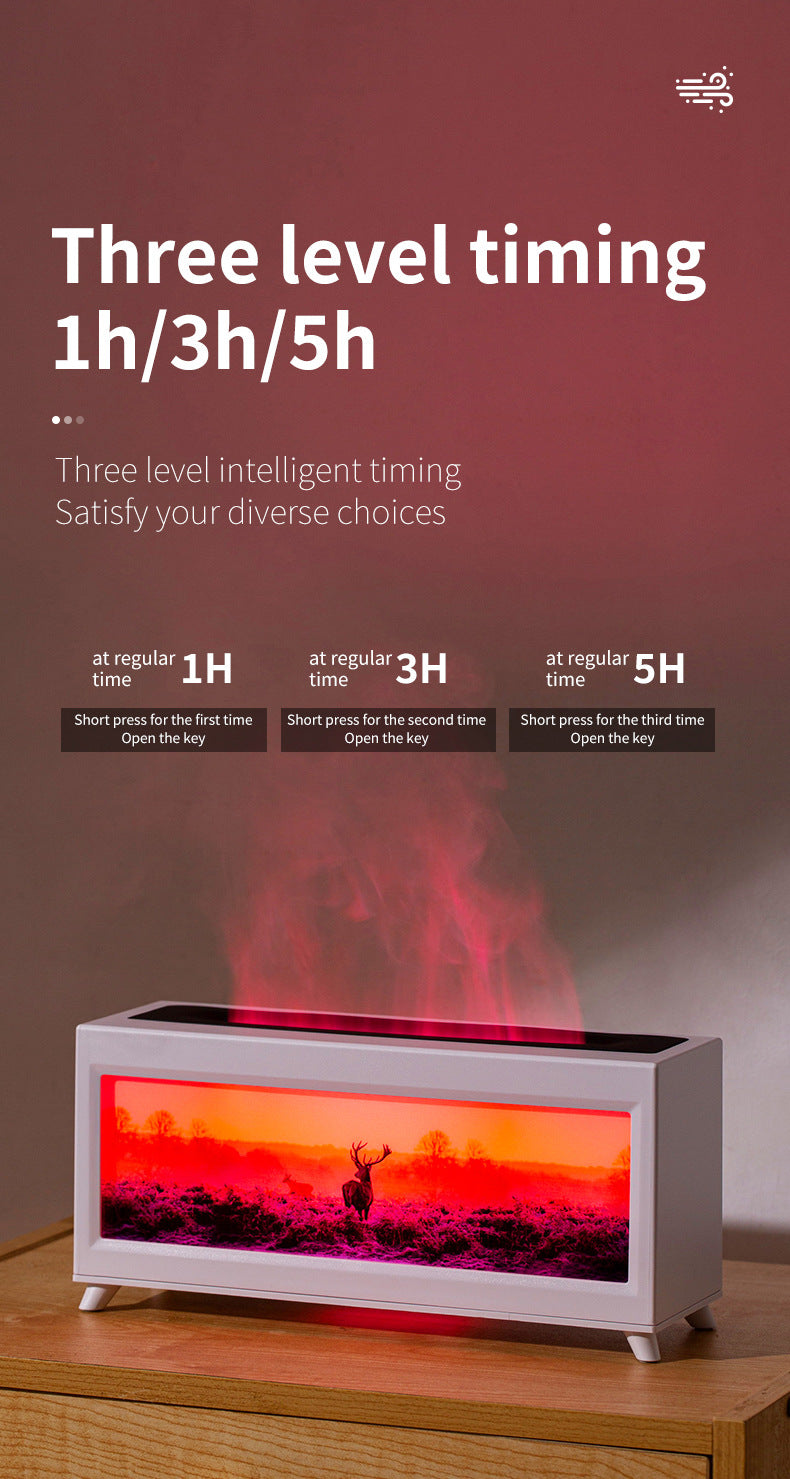Home Fragrance Diffuser Simulated Fireplace Realistic Flames Aroma Humidifier Quiet Essential Oil Diffuser With Atmosphere Lamp