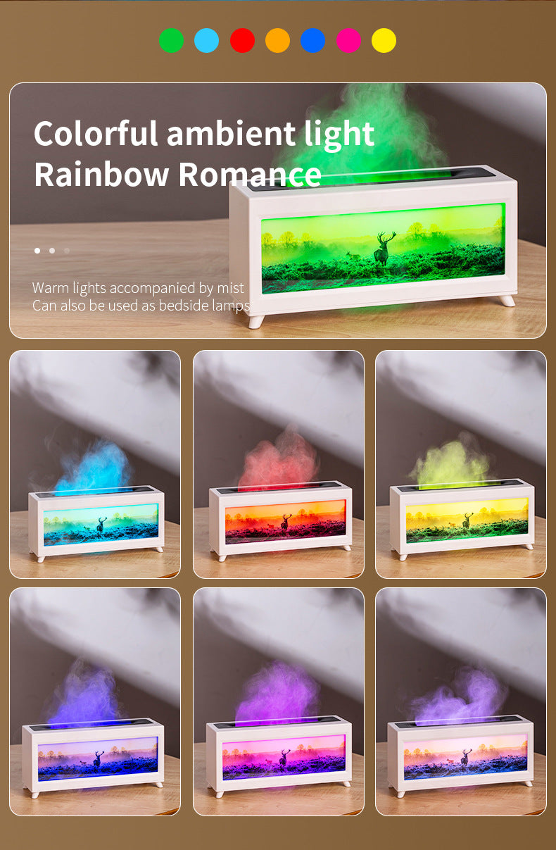 Home Fragrance Diffuser Simulated Fireplace Realistic Flames Aroma Humidifier Quiet Essential Oil Diffuser With Atmosphere Lamp