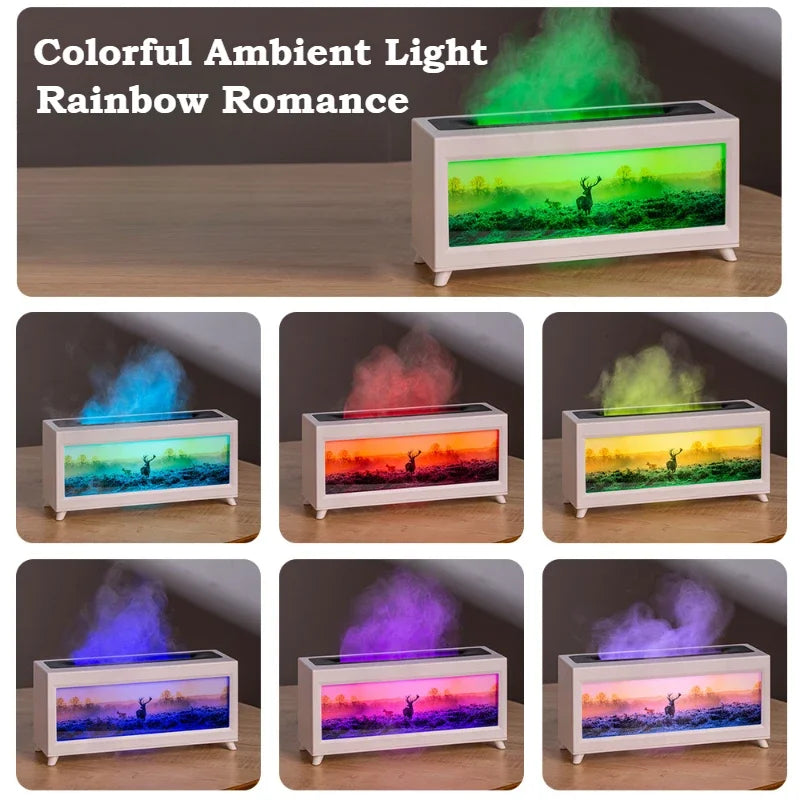 Home Fragrance Diffuser Simulated Fireplace Realistic Flames Aroma Humidifier Quiet Essential Oil Diffuser With Atmosphere Lamp