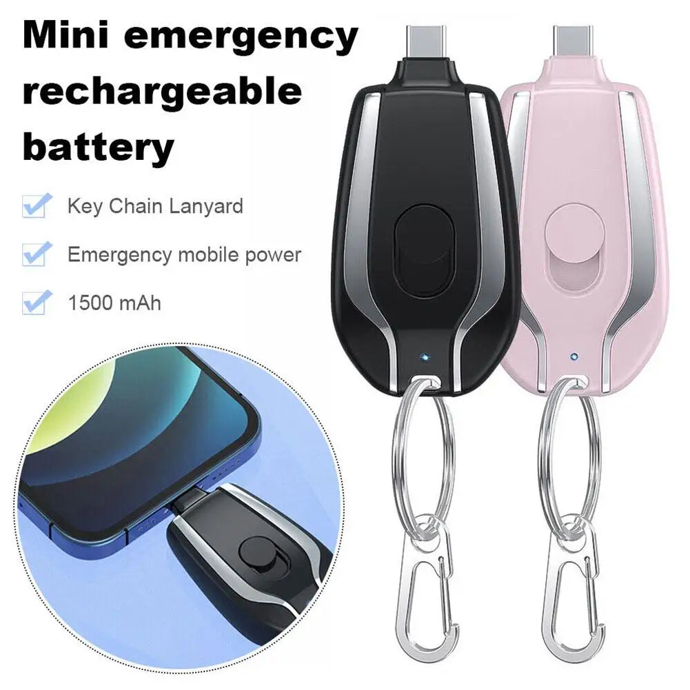 TYPE-C 1500mAh Mini Type-C Keychain Smartphone Portable Power Bank For Iphone Android Emergency Charger
