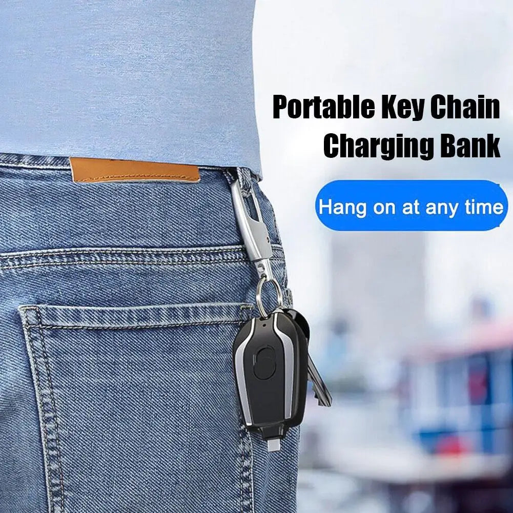 TYPE-C 1500mAh Mini Type-C Keychain Smartphone Portable Power Bank For Iphone Android Emergency Charger